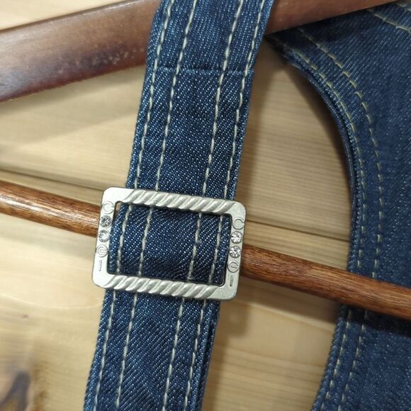 Coogi Overall Mini Skirt Womens 9/10 Blue Embroidered Denim 90s y2k - Picture 8 of 16